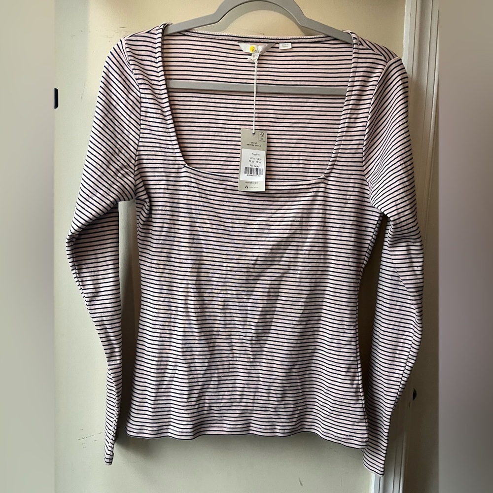 Boden NWT women Striped Long Sleeve Top size M